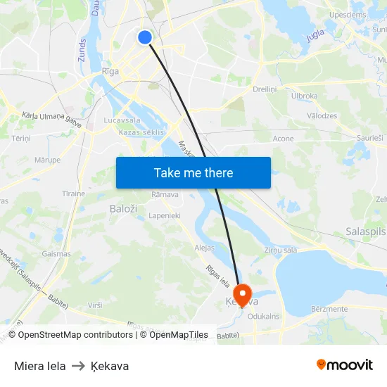 Miera Iela to Ķekava map