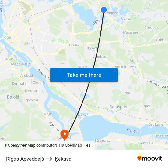 Rīgas Apvedceļš to Ķekava map