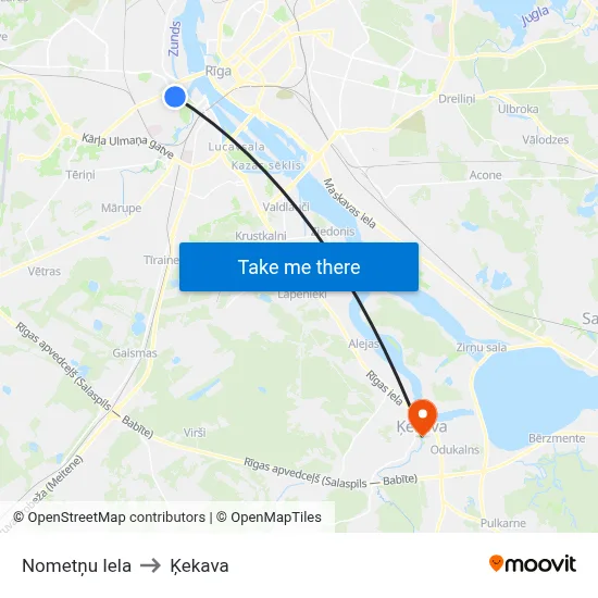 Nometņu Iela to Ķekava map