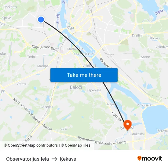 Observatorijas Iela to Ķekava map