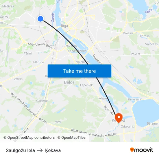 Saulgožu Iela to Ķekava map