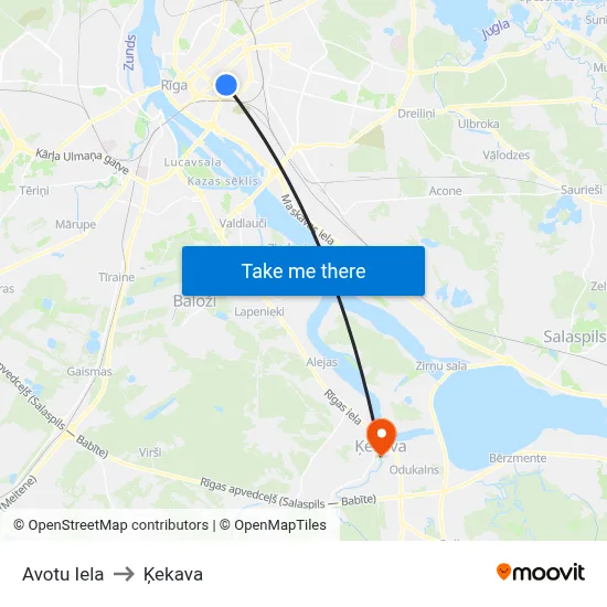 Avotu Iela to Ķekava map