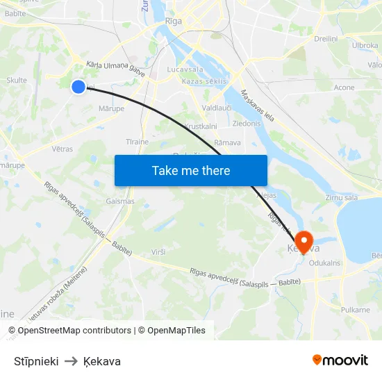 Stīpnieki to Ķekava map