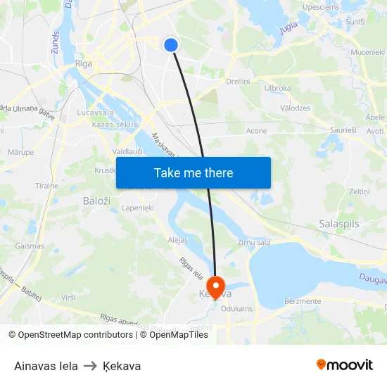 Ainavas Iela to Ķekava map