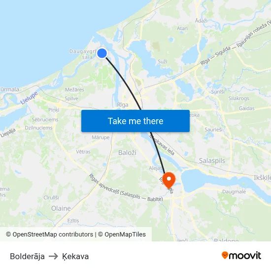 Bolderāja to Ķekava map