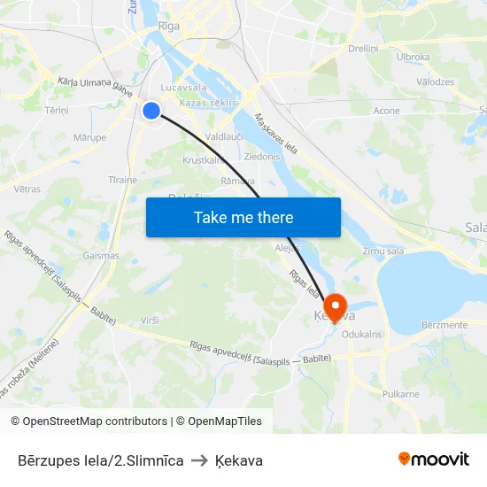 Bērzupes Iela/2.Slimnīca to Ķekava map