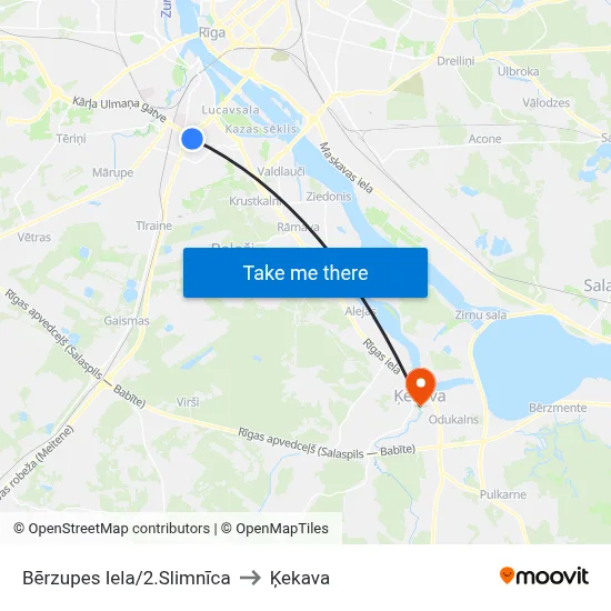 Bērzupes Iela/2.Slimnīca to Ķekava map