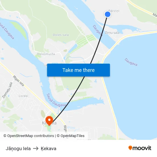 Jāņogu Iela to Ķekava map