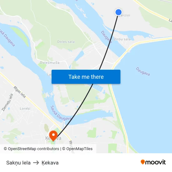 Sakņu Iela to Ķekava map