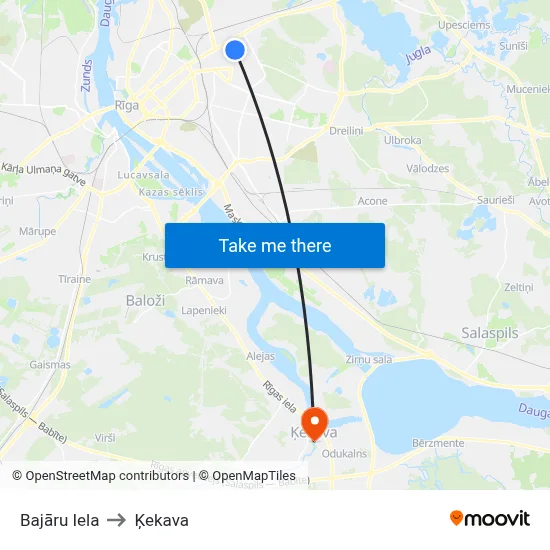 Bajāru Iela to Ķekava map