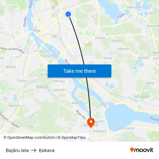 Bajāru Iela to Ķekava map