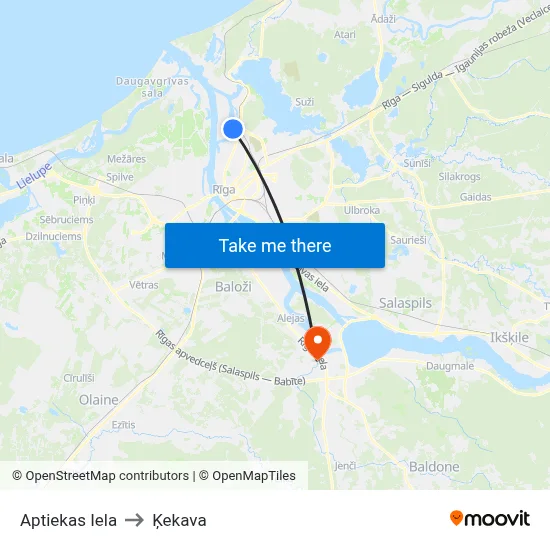 Aptiekas Iela to Ķekava map