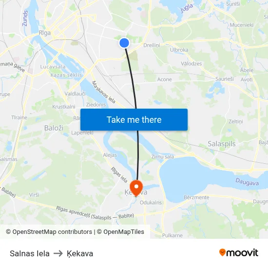 Salnas Iela to Ķekava map