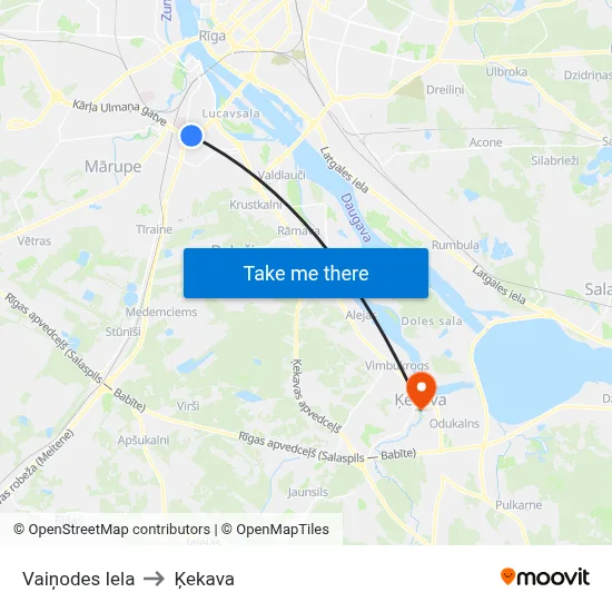 Vaiņodes Iela to Ķekava map
