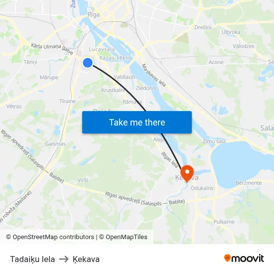 Tadaiķu Iela to Ķekava map