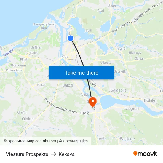 Viestura Prospekts to Ķekava map