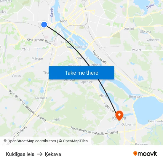 Kuldīgas Iela to Ķekava map