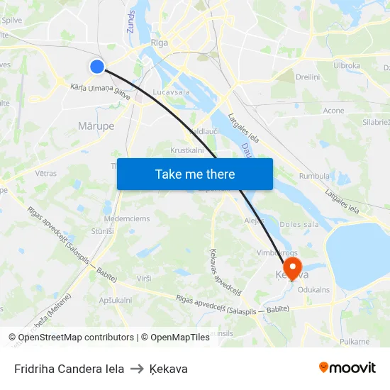 Fridriha Candera Iela to Ķekava map