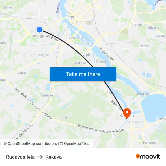 Rucavas Iela to Ķekava map