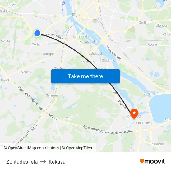 Zolitūdes Iela to Ķekava map