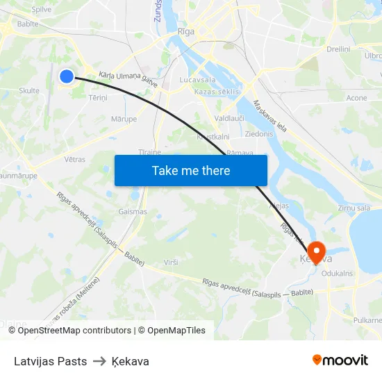 Latvijas Pasts to Ķekava map