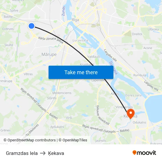 Gramzdas Iela to Ķekava map