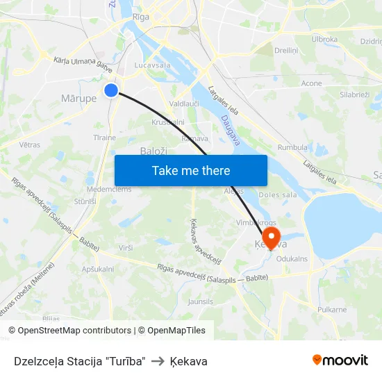 Dzelzceļa Stacija "Turība" to Ķekava map