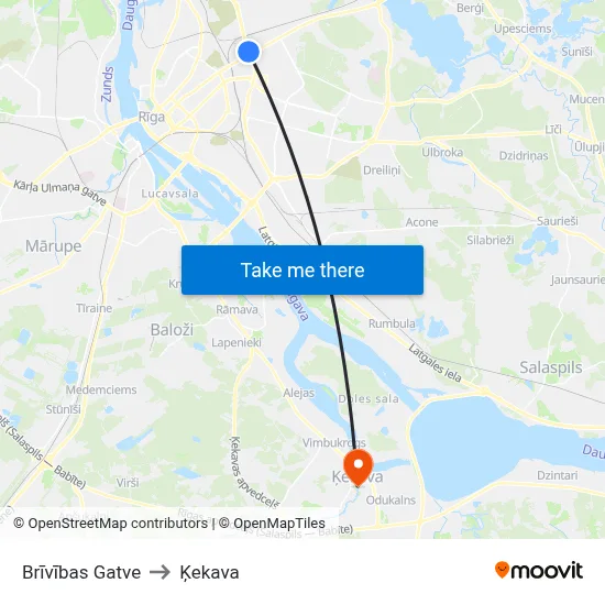 Brīvības Gatve to Ķekava map