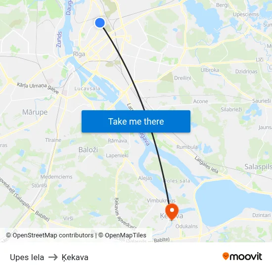 Upes Iela to Ķekava map
