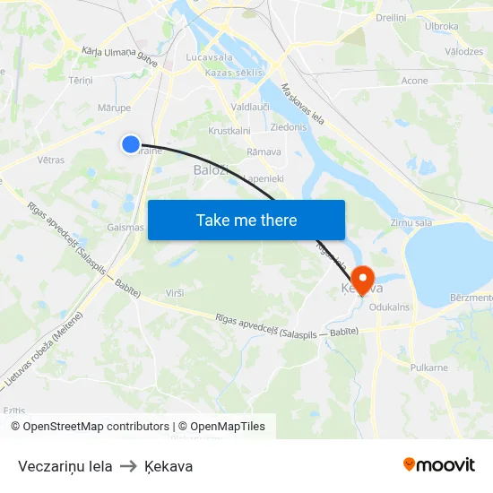 Veczariņu Iela to Ķekava map
