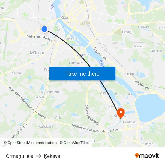 Ormaņu Iela to Ķekava map