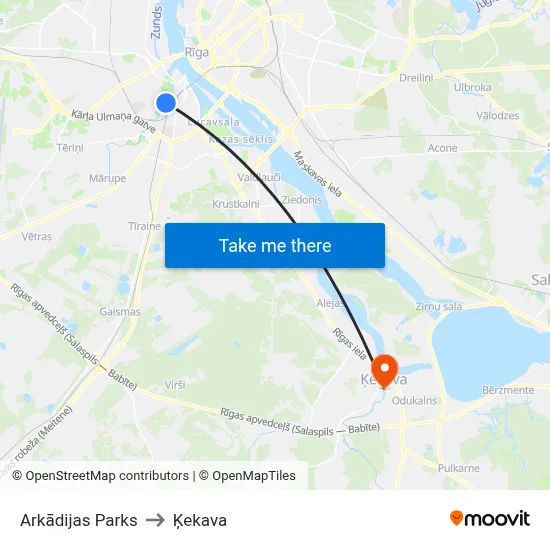 Arkādijas Parks to Ķekava map