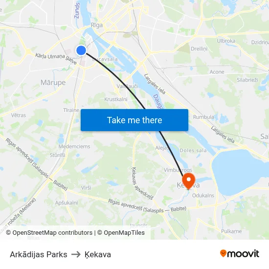 Arkādijas Parks to Ķekava map