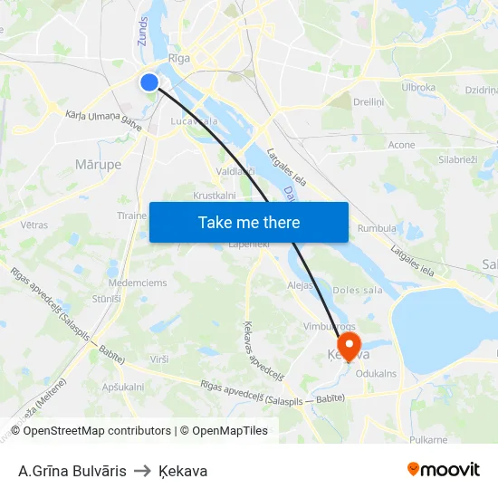A.Grīna Bulvāris to Ķekava map