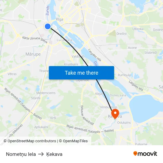 Nometņu Iela to Ķekava map