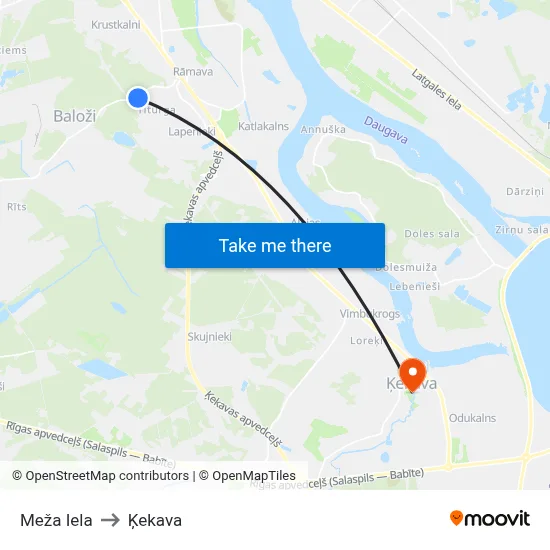 Meža Iela to Ķekava map