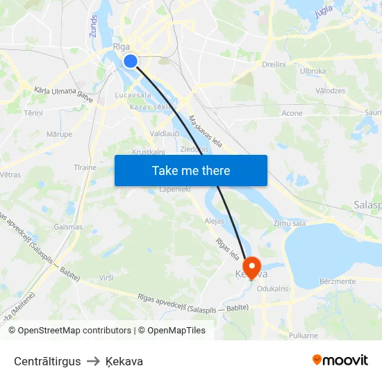 Centrāltirgus to Ķekava map