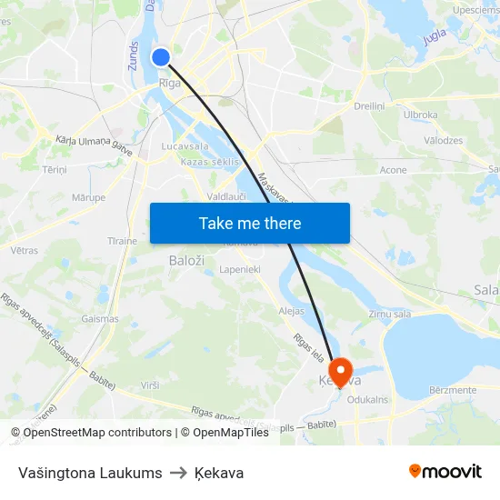 Vašingtona Laukums to Ķekava map