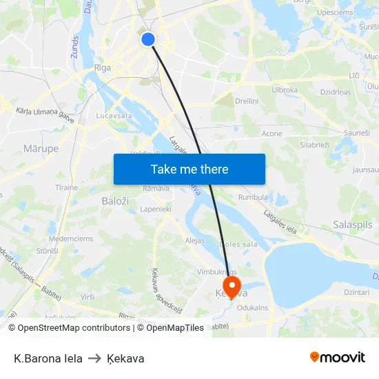 K.Barona Iela to Ķekava map