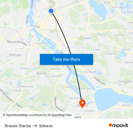 Brasas Stacija to Ķekava map