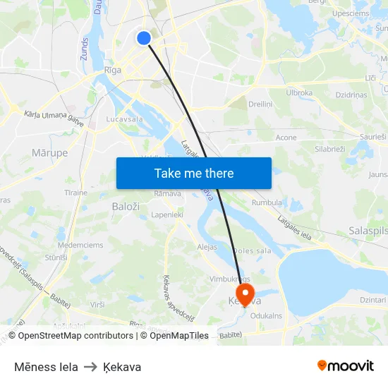 Mēness Iela to Ķekava map