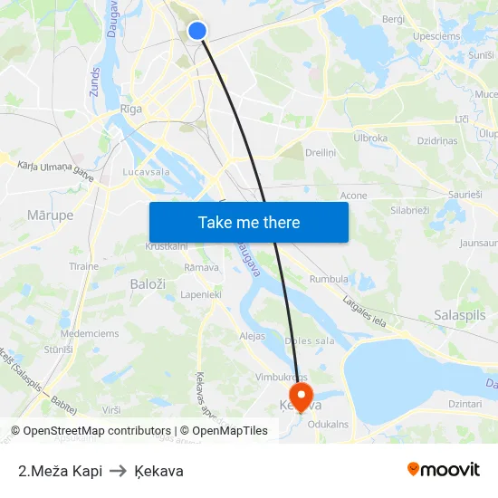 2.Meža Kapi to Ķekava map