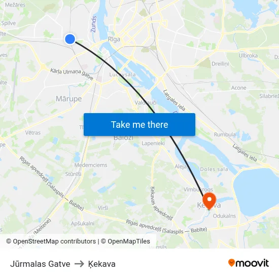 Jūrmalas Gatve to Ķekava map