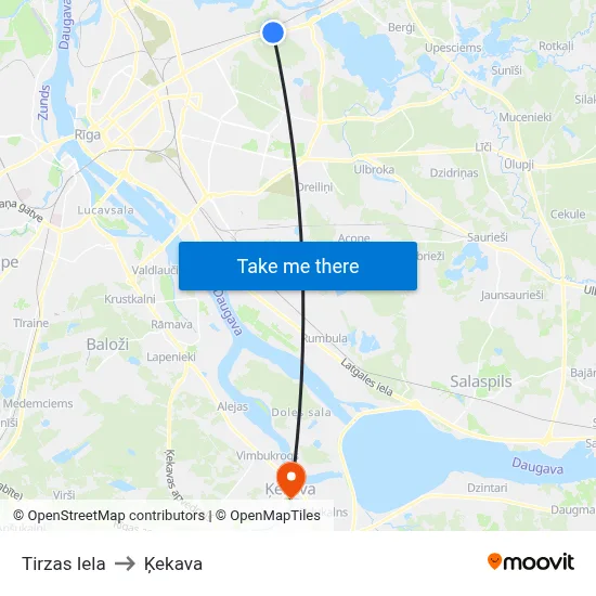 Tirzas Iela to Ķekava map