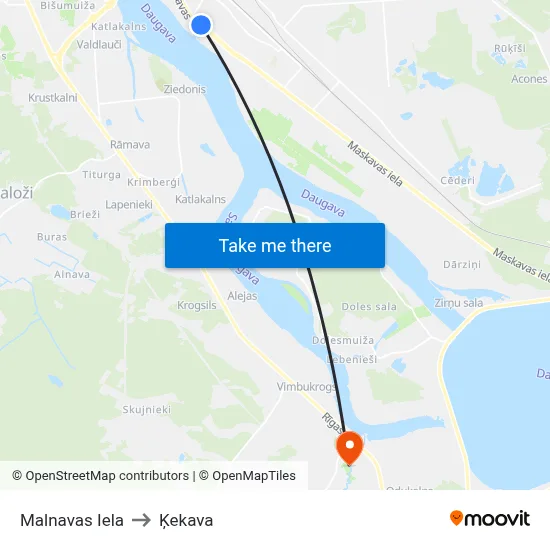 Malnavas Iela to Ķekava map