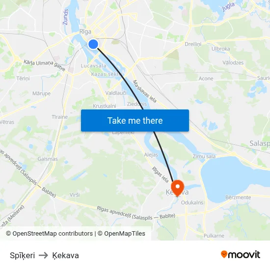 Spīķeri to Ķekava map