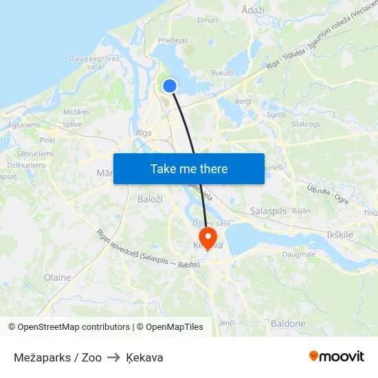 Mežaparks / Zoo to Ķekava map