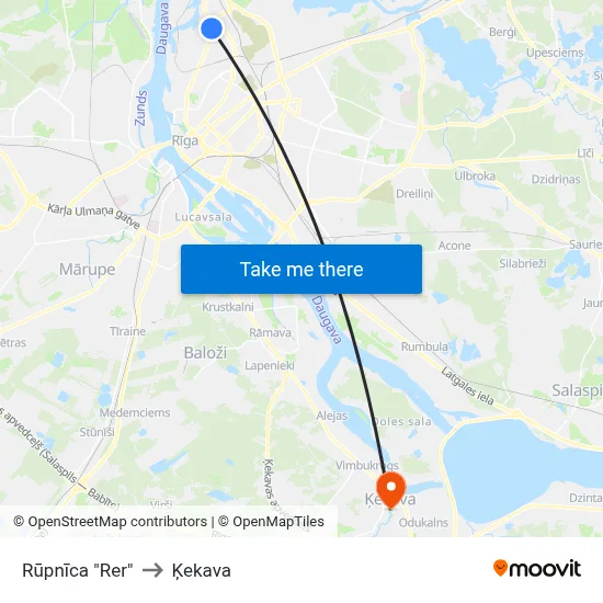 Rūpnīca "Rer" to Ķekava map