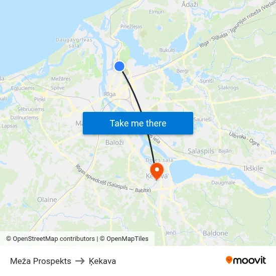 Meža Prospekts to Ķekava map
