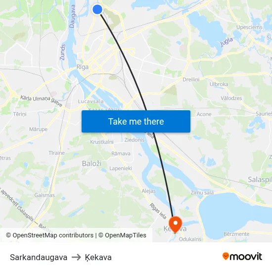Sarkandaugava to Ķekava map